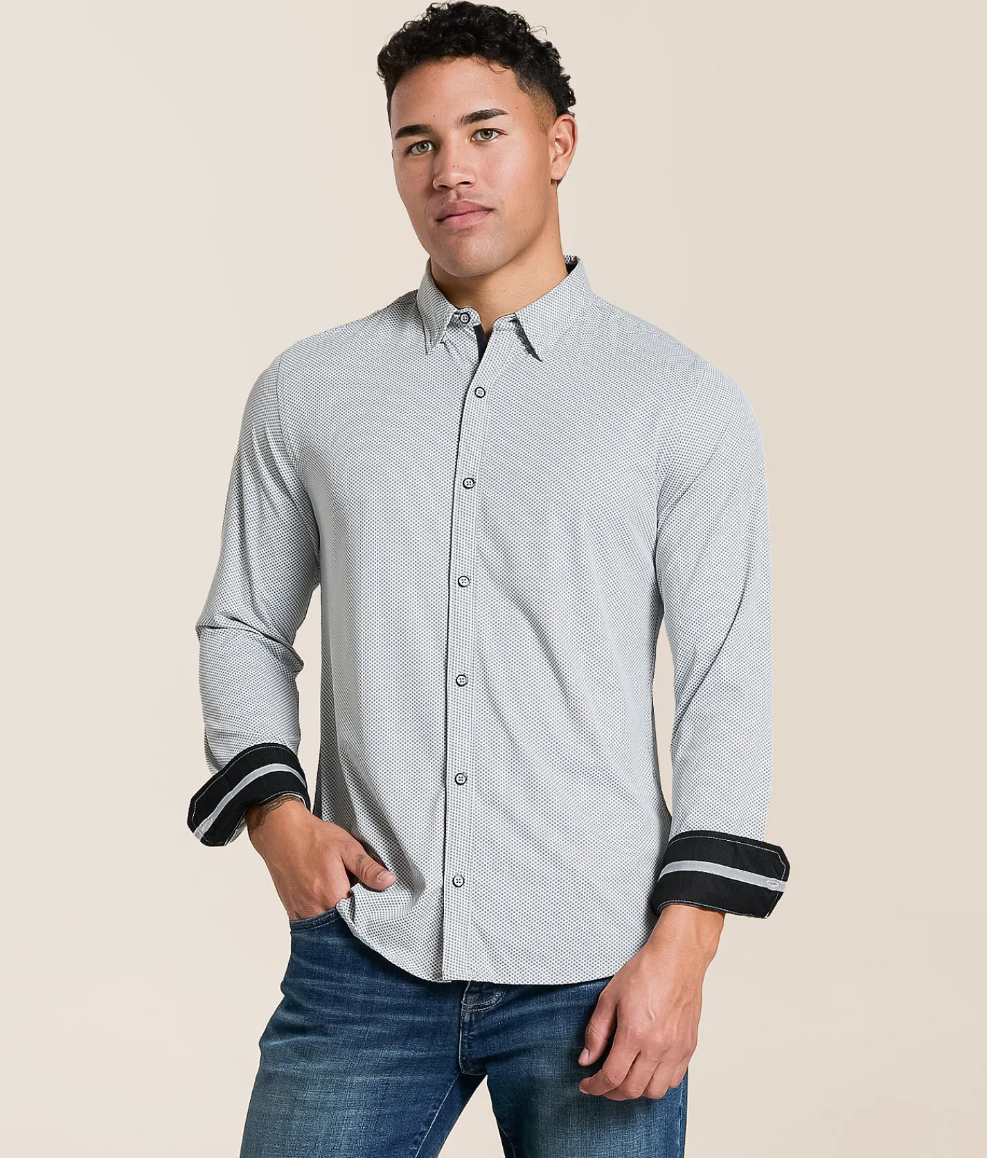 J.B. Holt Standard Performance Stretch Shirt White Black Online