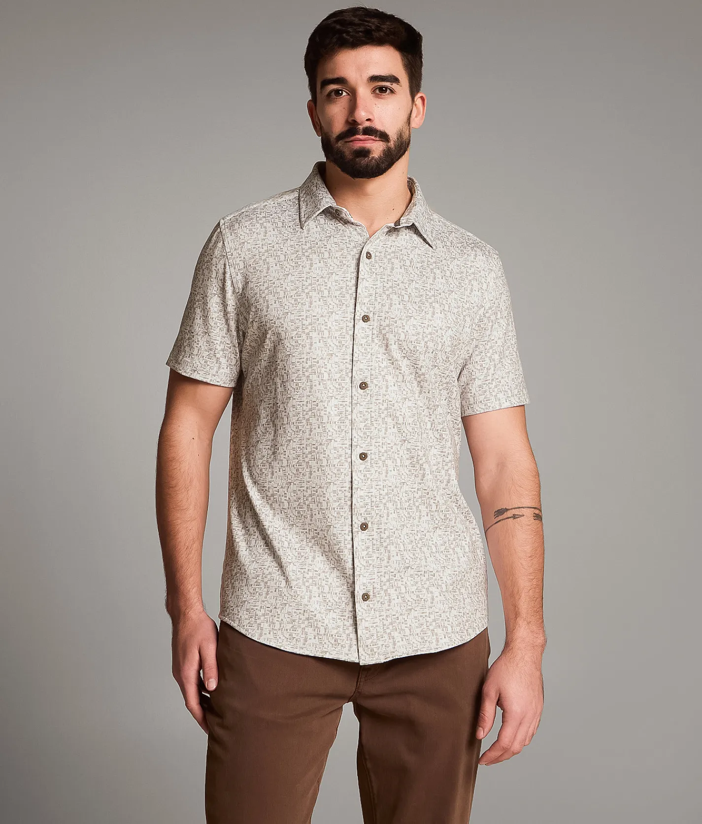 Maven Co-op Standard Performance Stretch Shirt White Tan Sale