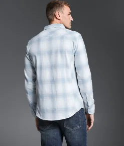 Outpost Makers Standard Plaid Shirt White Blue Discount