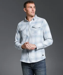 Outpost Makers Standard Plaid Shirt White Blue Discount