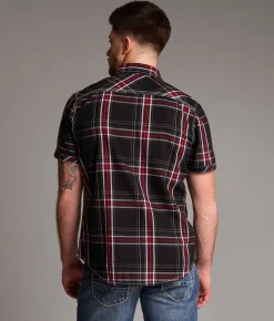 Tops | BKE Standard Plaid Shirt Black Red White
