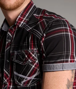 Tops | BKE Standard Plaid Shirt Black Red White