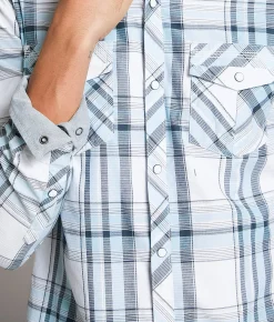 BKE Standard Plaid Shirt White Blue Clearance