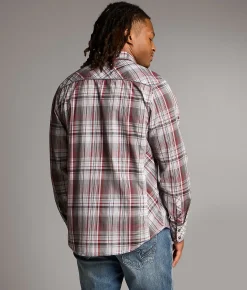 BKE Standard Plaid Shirt White Grey Red Best
