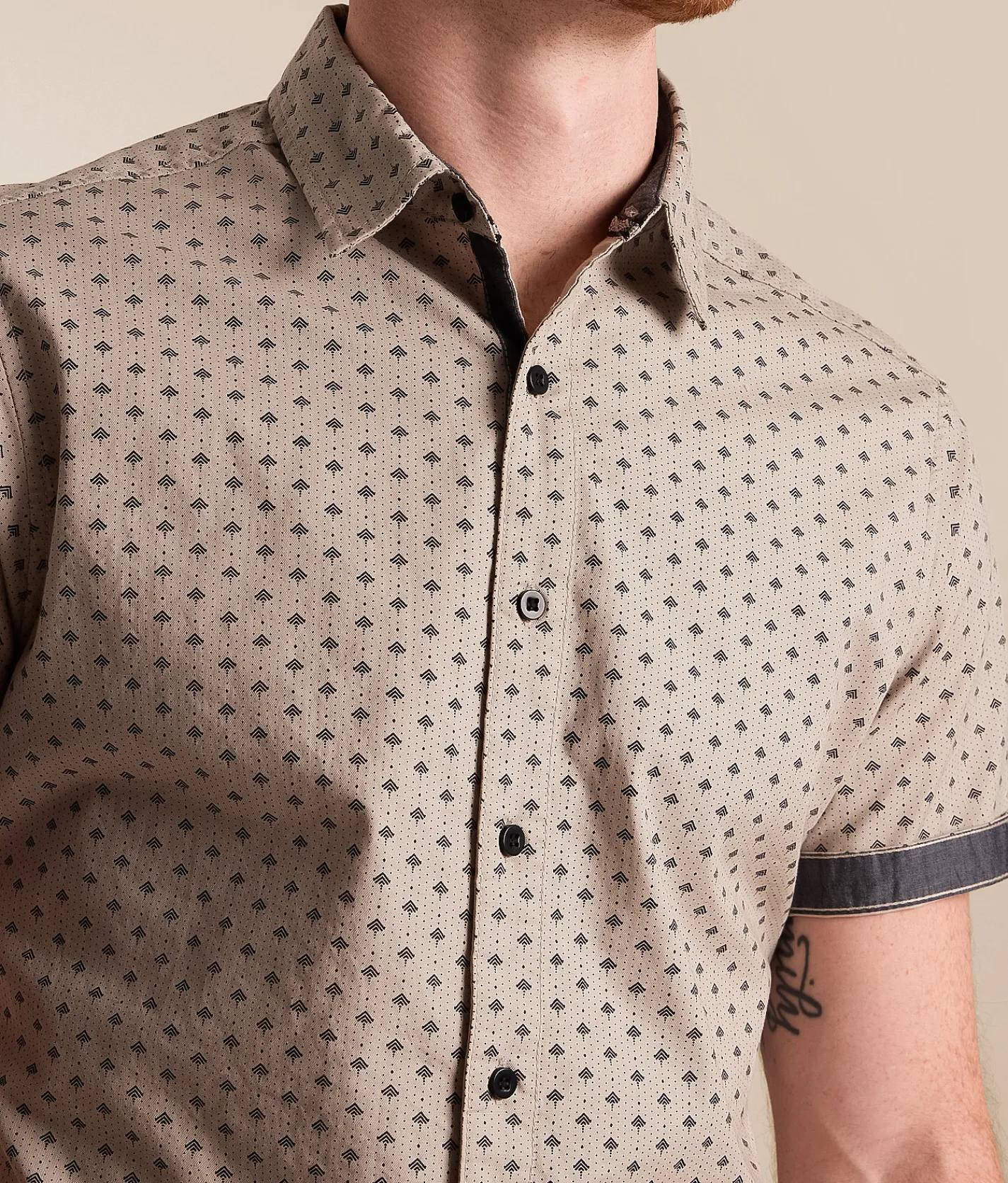 Departwest Standard Stretch Shirt Tan Black Hot