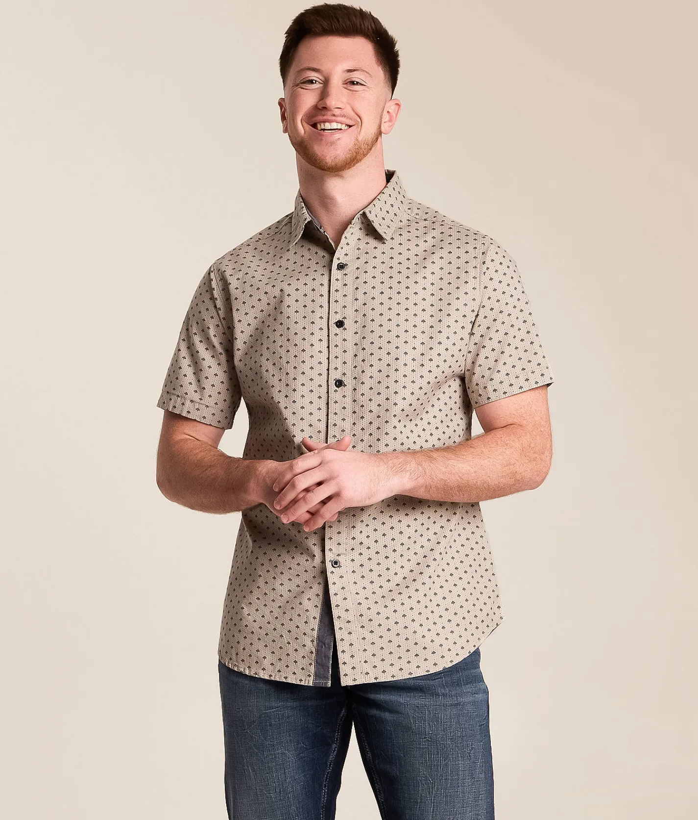 Departwest Standard Stretch Shirt Tan Black Hot