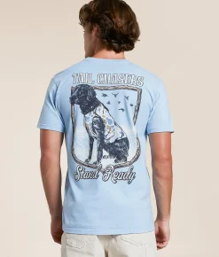 Graphic T-Shirts | Tail Chasers Club Stand Ready T-Shirt Chambray