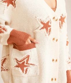 Tops | Sadie & Sage Star Cardigan Sweater Ivory and Brown