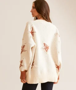 Tops | Sadie & Sage Star Cardigan Sweater Ivory and Brown