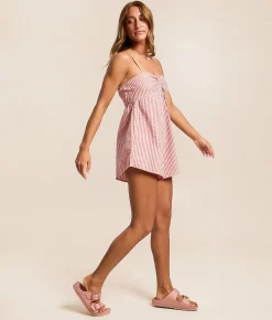 Rompers & Jumpsuits | Billabong Star Glow Striped Romper Pink Sunset