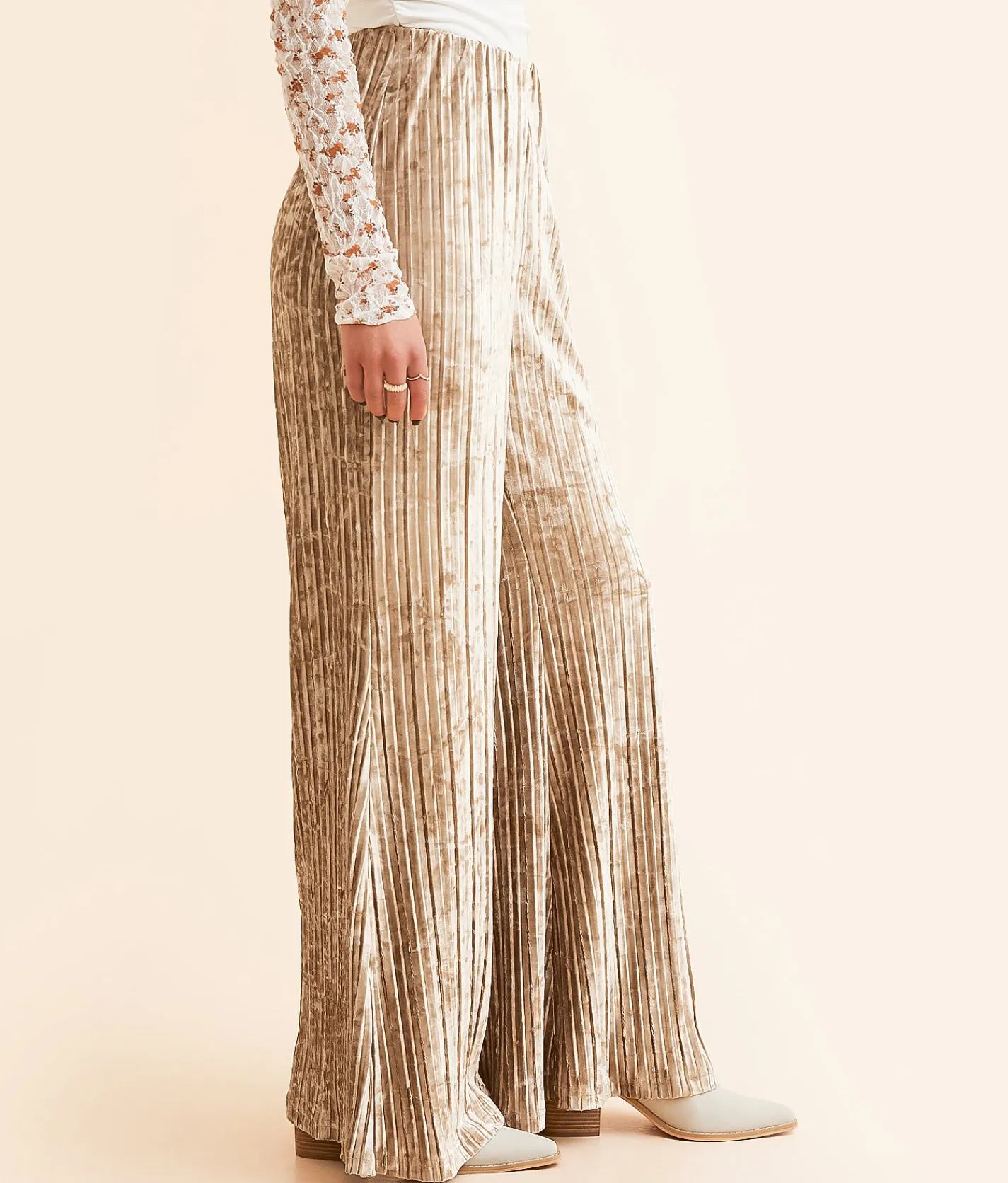 Free People Star Sign Velvet Flare Pant Champagne Sale
