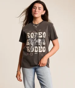 Ariat Star Spangled Boyfriend T-Shirt Charcoal Mineral Wash Outlet