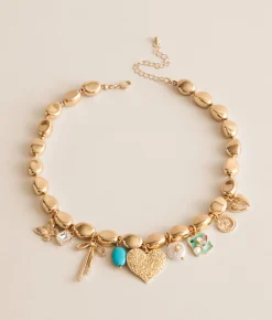 BKE Statement Charm Necklace Gold New