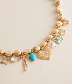 BKE Statement Charm Necklace Gold New