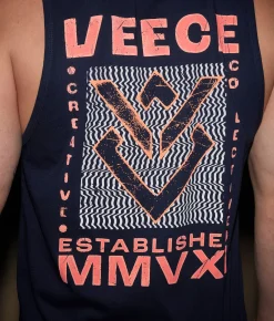 Veece Static Block Tank Top Navy Clearance