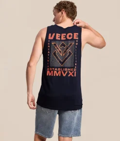 Veece Static Block Tank Top Navy Clearance