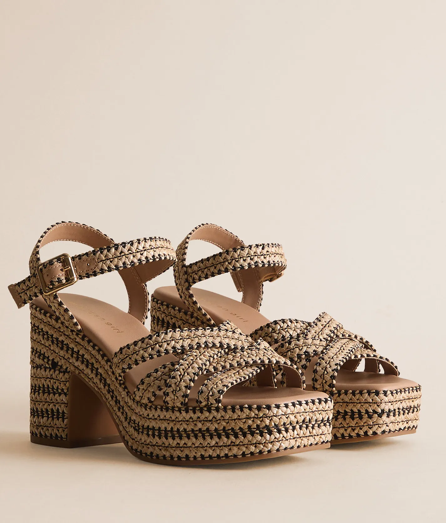 Shoes | Madden Girl St. Barts Raffia Sandal Natural with Blk Raffia