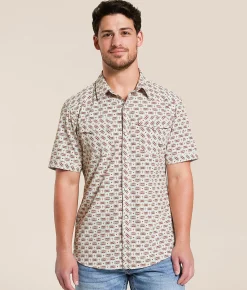 Tops | Gentry County Steer Athletic Performance Stretch Shirt Cream Blue Tan