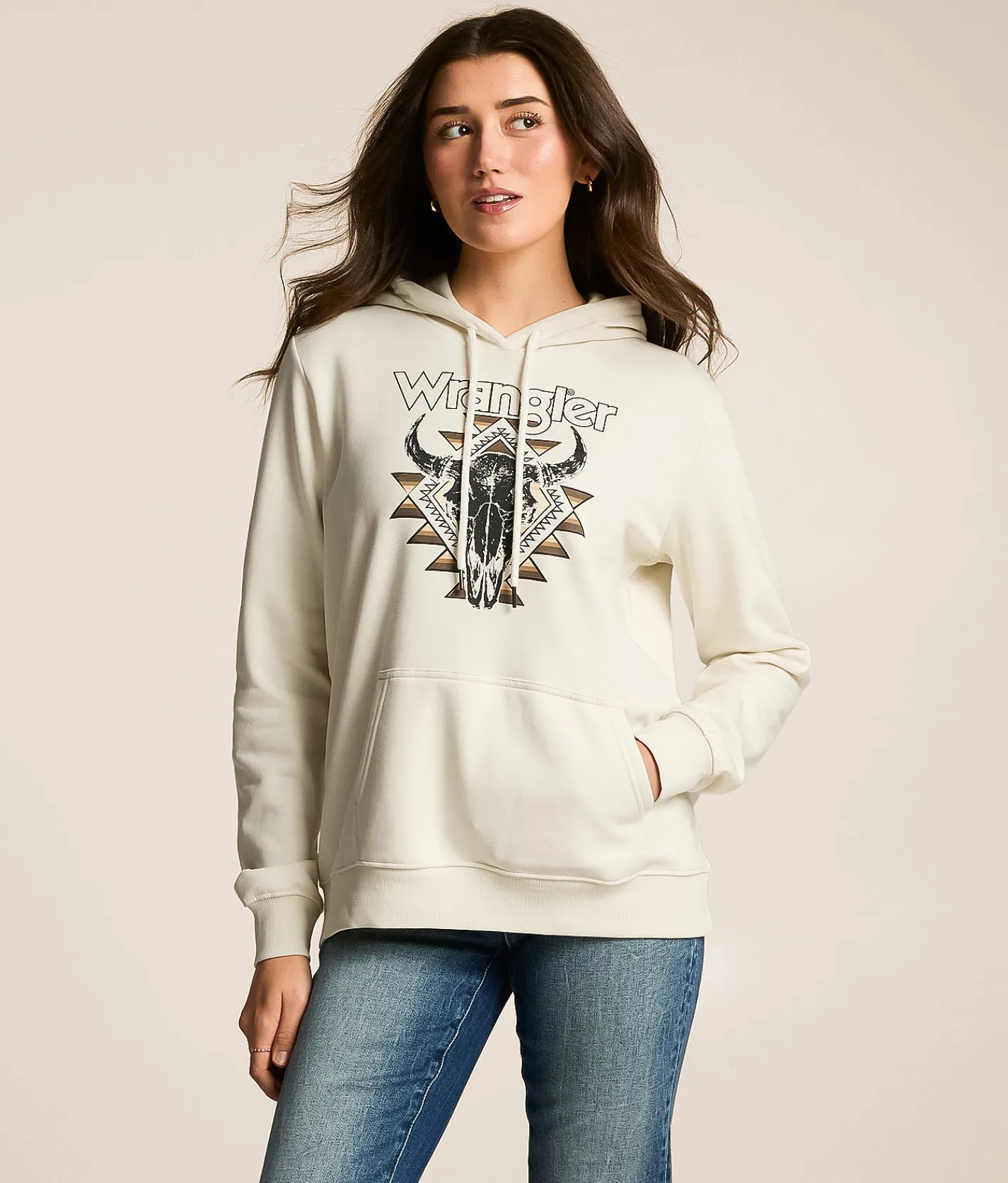 Tops | Wrangler® Steer Hooded Sweatshirt Vintage White