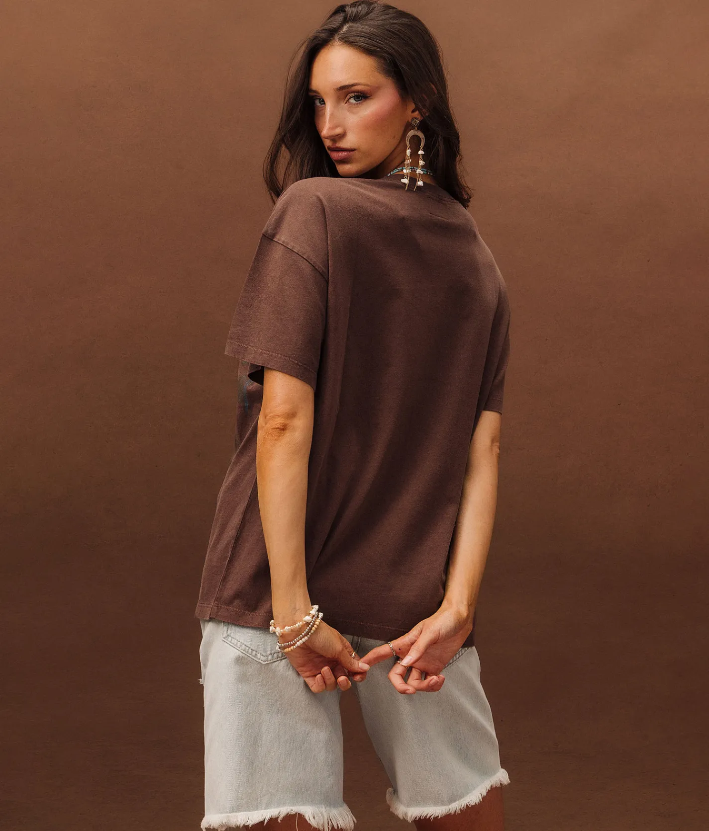 Sterling & Stitch Steer Oversized T-Shirt Washed Brown Online
