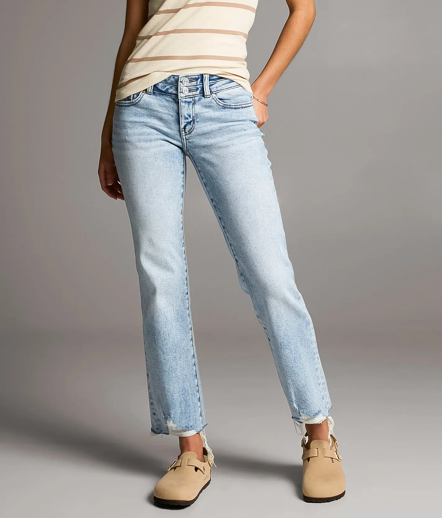 BKE Stella Cropped Straight Stretch Jean Kyllo Outlet