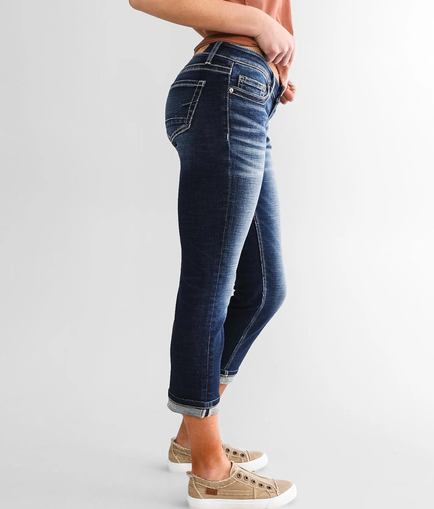 Jeans|Bottoms | BKE Stella Cuffed Stretch Capri Jean Shada 2
