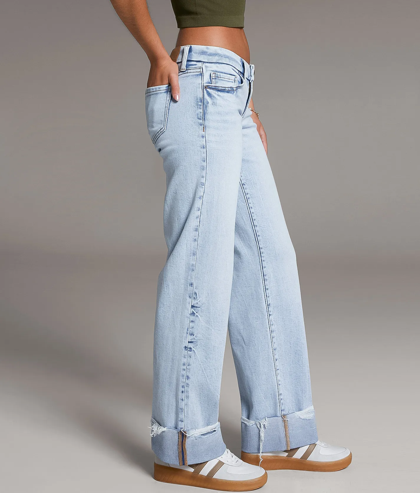 BKE Stella Wide Leg Stretch Cuffed Jean Rainer 10 New