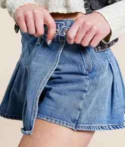 Free People Stephie Denim Skort Bella Blue Hot