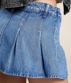 Free People Stephie Denim Skort Bella Blue Hot