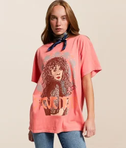 Tops | Merch Traffic Stevie Nicks Oversized Band T-Shirt Spiced Coral
