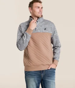 Hooey Stevie Quilted Henley Pullover Portabella Print Online