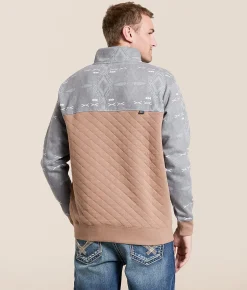 Hooey Stevie Quilted Henley Pullover Portabella Print Online