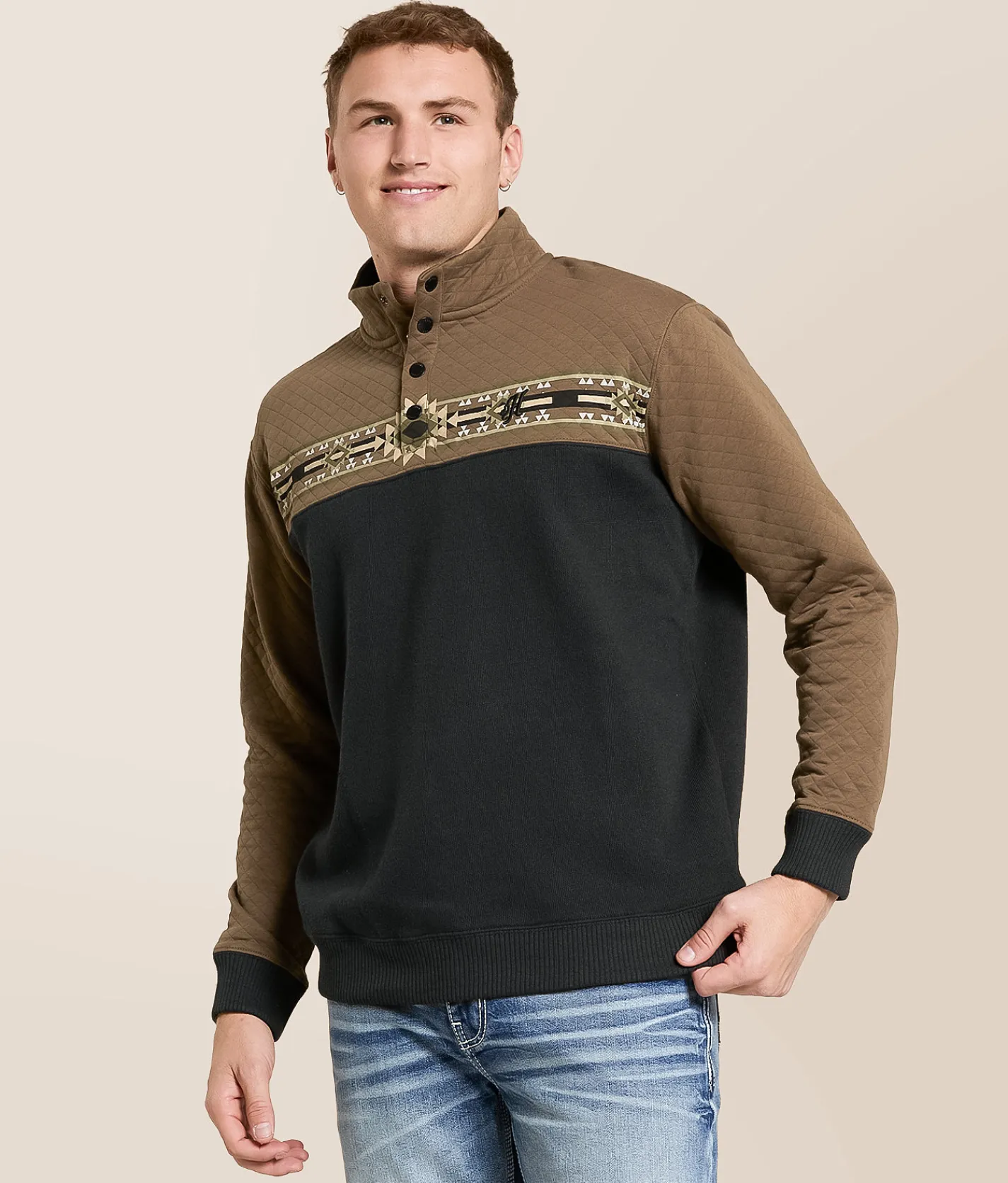 Tops | Hooey Stevie Quilted Quarter Snap Pullover Black