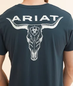 Ariat Stipple Steer T-Shirt Blue Dusk Hot