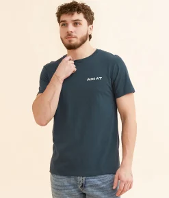Ariat Stipple Steer T-Shirt Blue Dusk Hot