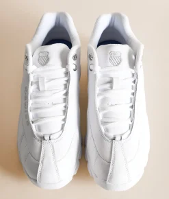 K-Swiss ST329 Leather Sneaker White Silver Silver Best