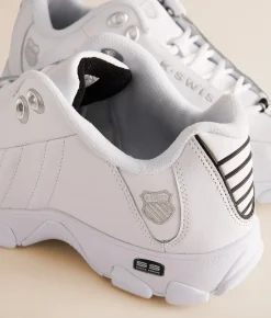 K-Swiss ST329 Leather Sneaker White Black Silver Hot