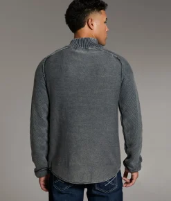 BKE Stonewash Quarter Snap Sweater Stratified Sea Outlet