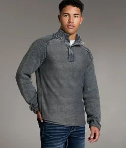 BKE Stonewash Quarter Snap Sweater Stratified Sea Outlet