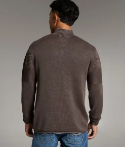 BKE Stonewash Quarter Zip Sweater Mole Clearance
