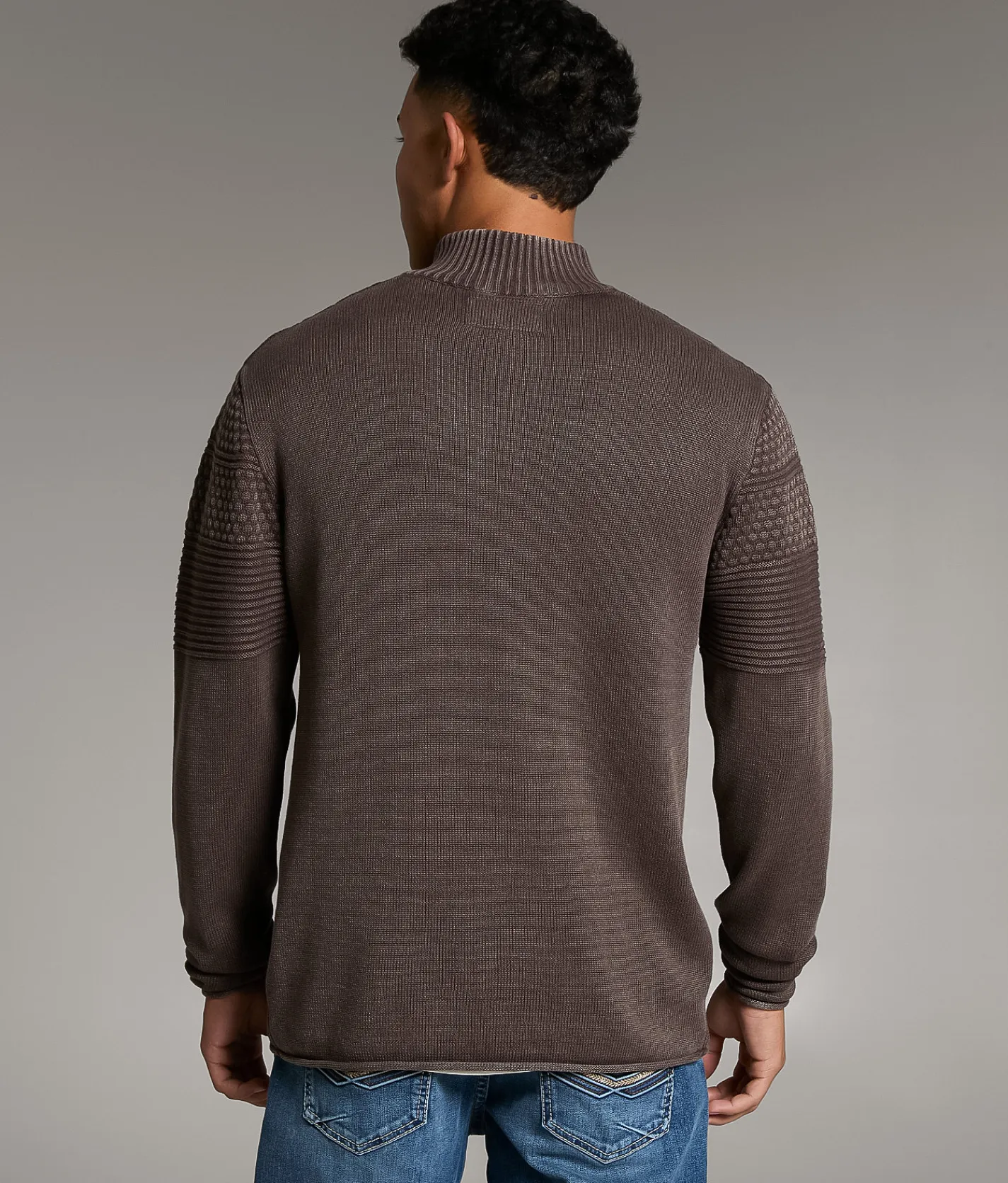 BKE Stonewash Quarter Zip Sweater Mole Clearance