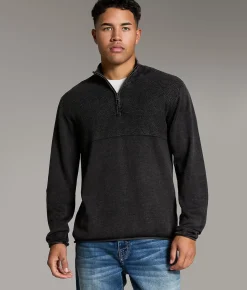 BKE Stonewash Quarter Zip Sweater White Black Hot