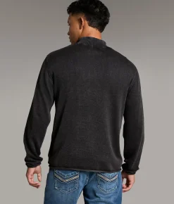 BKE Stonewash Quarter Zip Sweater White Black Hot