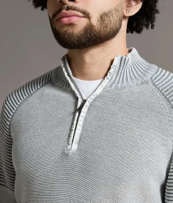 BKE Stonew Quarter Zip Sweater Ash Hot