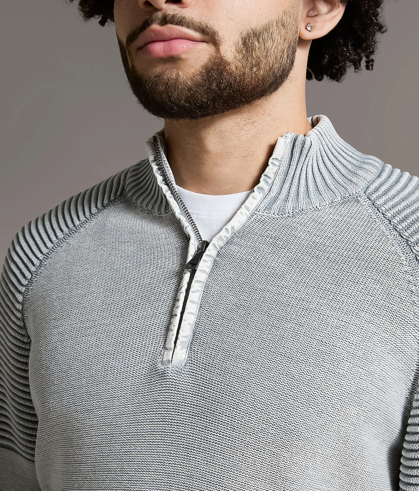 BKE Stonew Quarter Zip Sweater Ash Hot