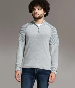 BKE Stonew Quarter Zip Sweater Ash Hot
