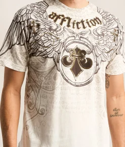 Tops|Graphic T-Shirts | Affliction Stone Wings T-Shirt Antique White
