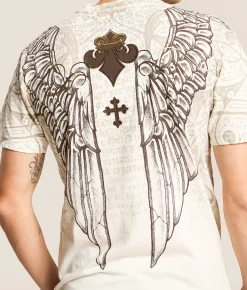 Tops|Graphic T-Shirts | Affliction Stone Wings T-Shirt Antique White