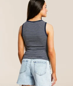 FITZ + EDDI Striped American Flag Tank Top Navy Stripe Outlet
