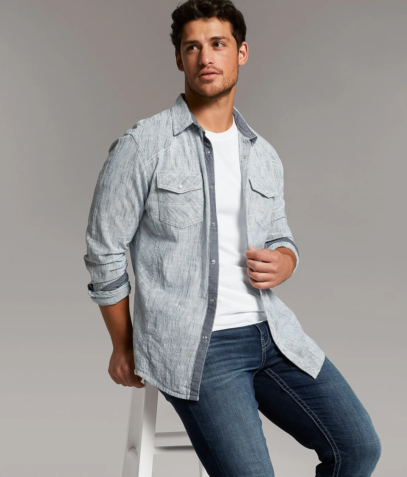 Tops | BKE Striped Athletic Shirt White Navy